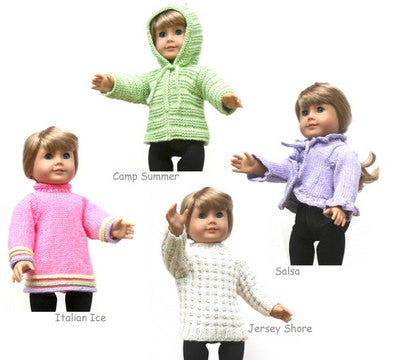 Doll Sweaters for 18" Dolls, Collection One by Knitting at Knoon