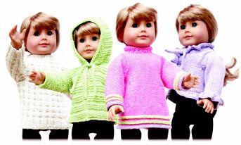 Doll Sweaters for 18" Dolls, Collection One by Knitting at Knoon