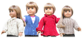 Doll Sweaters for 18" Dolls, Collection Two by Knitting at Knoon