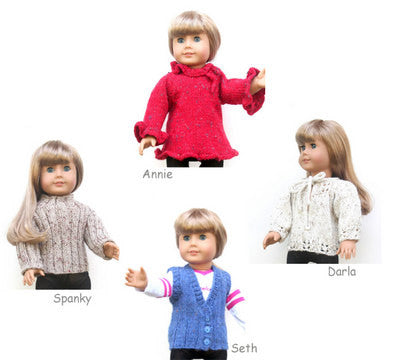 Doll Sweaters for 18" Dolls, Collection Two by Knitting at Knoon